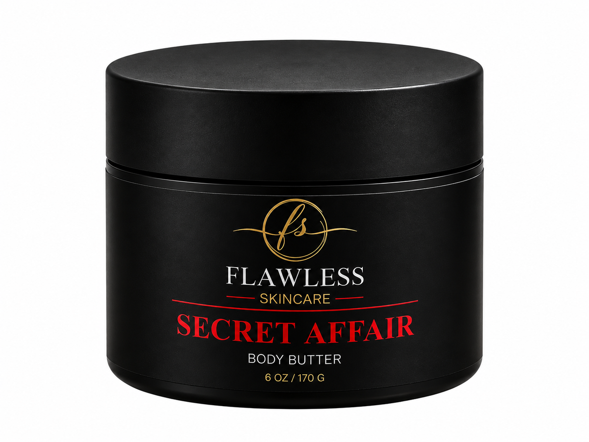 This is a black jar of man’s scented body Butter with musk, amber, citrus, and woody notes.