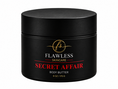 This is a black jar of man’s scented body Butter with musk, amber, citrus, and woody notes.