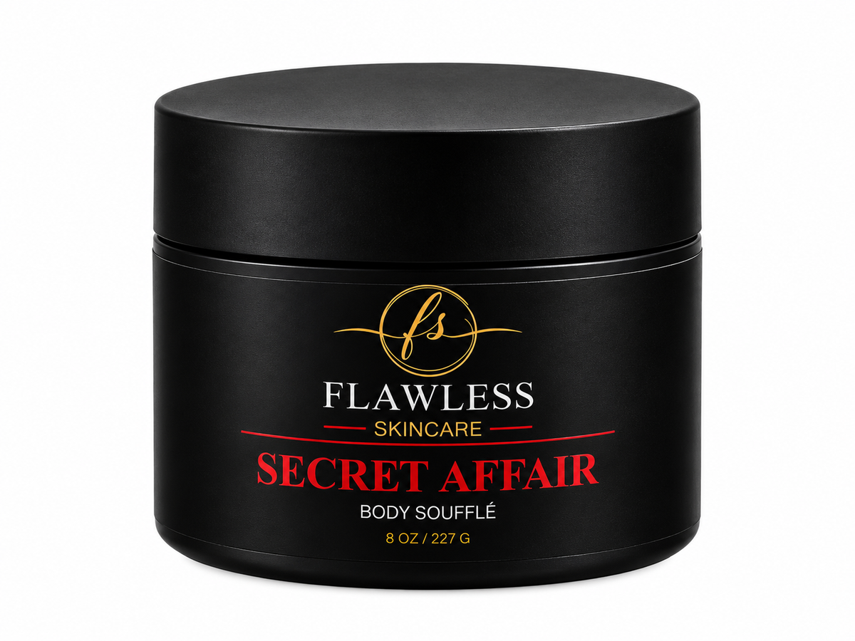 This is a black jar of man’s scented body lotion with musk, amber, citrus, and woody notes.