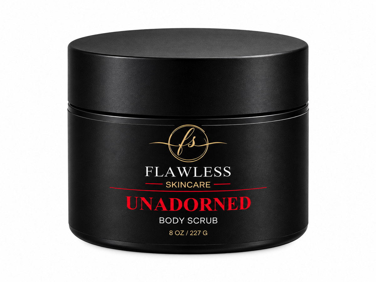 This is a black jar of fragrance free body scrub.